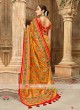 Patola Style Orange Designer Saree